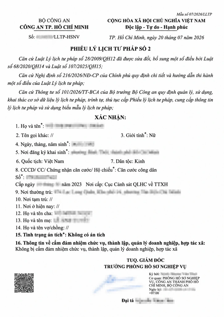 Lý lịch tư pháp bản điện tử