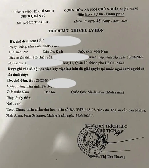 Trích lục ghi chú ly hôn