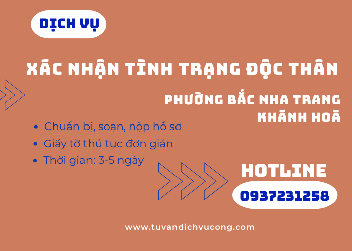 Xác nhận độc thân phường Bắc Nha Trang-Khánh Hoà
