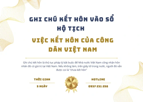 Dịch vụ ghi chú kết hôn vào Sổ hộ tịch việc kết hôn của công dân Việt Nam