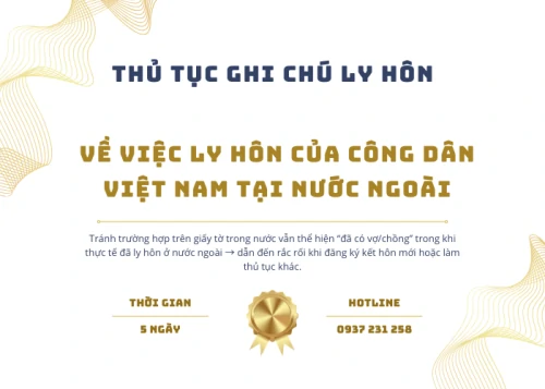Dịch vụ làm trích lục ghi chú ly hôn cho công dân Việt Nam đã ly hôn tại nước ngoài