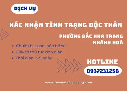 Dịch vụ Xác nhận tình trạng độc thân Phường Bắc Nha Trang