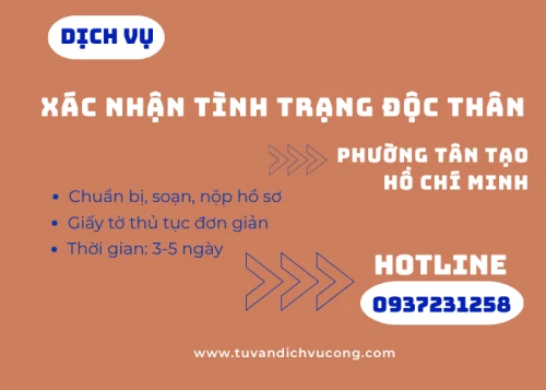 Dịch vụ Xác nhận tình trạng độc thân Phường Tân Tạo