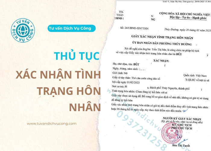 Thủ tục làm giấy xác nhận tình trạng hôn nhân